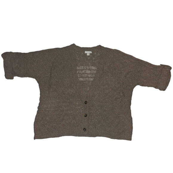 J. Jill Sweaters - Vintage Women's J. JILL Knit Cardigan, Size L, Brown Tan Cotton Pre Loved